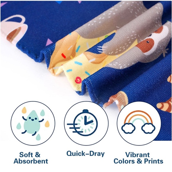 Oversized Sloth Donut Beach Towel for Women Girls Kids, Super Soft Microfiber - Picture 4 of 6